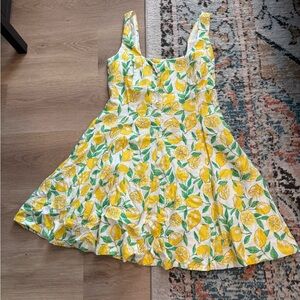 GAP linen blend Lemon Print Casual Dress - Yellow and Green